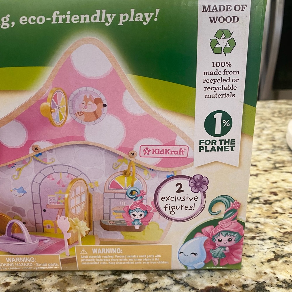 NEW KidKraft Lil Green World Wooden Fairy Cottage And Ferris Wheel Play Set - Picture 3 of 3